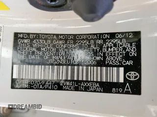 2012 Toyota Prius Two z VIN JTDZN3EU1C3152006, wystawiony jako Copart lot #61399735 z przebiegiem 159 060 mil mil oraz Szkoda całkowita • Salvage title. Historia ofert i sprzedaży dostępna na DreamBid. Obrazek 13.