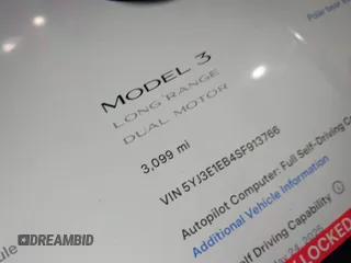 2025 Tesla Model 3 Long Range with VIN 5YJ3E1EB4SF913766, listed as a IAAI auction lot 41975164 with 3,099 mi miles and . Bid and sale history available at DreamBid. Image 14.