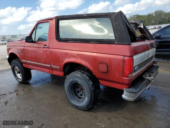 1995 Ford Bronco Custom with VIN 1FMEU15H6SLC05365, listed as a Copart auction lot 76349024 with 0 mi miles and Salvage Title. Bid and sale history available at carsss.com. Image 2.