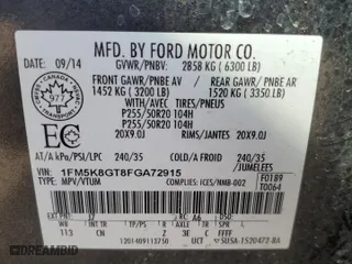 2015 Ford Explorer Sport with VIN 1FM5K8GT8FGA72915, listed as a Copart auction lot 50187805 with 206,154 mi miles and Clean Title. Bid and sale history available at carsss.com. Image 13.