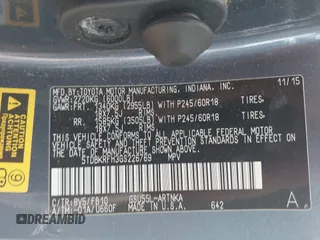 2016 Toyota Highlander LE z VIN 5TDBKRFH3GS226769, wystawiony jako IAAI lot #42156245 z przebiegiem 100 677 mil mil oraz . Historia ofert i sprzedaży dostępna na DreamBid. Obrazek 9.
