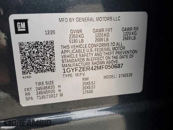 2021 Cadillac XT4 FWD Sport with VIN 1GYFZER42MF050687, listed as a Copart auction lot 78860394 with 20,482 mi miles and Salvage Title. Bid and sale history available at DreamBid. Image 13.
