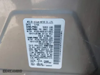 2005 Nissan Murano SL with VIN JN8AZ08W05W441073, listed as a IAAI auction lot 41344637 with 195,597 mi miles. Bid and sale history available at carsss.com. Image 9.