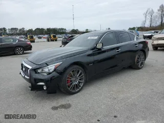 2018 Infiniti Q50 RED SPORT 400 with VIN JN1FV7AR5JM481734, listed as a Copart auction lot 48287625 with 0 mi miles and Salvage Title. Bid and sale history available at carsss.com. Image 1.