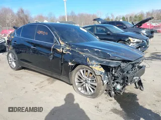 2021 Infiniti Q50 3.0t LUXE with VIN JN1EV7BR0MM752360, listed as a IAAI auction lot 41892956 with 63,990 mi miles. Bid and sale history available at carsss.com. Image 1.