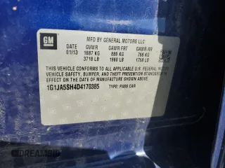 2013 Chevrolet Sonic LS z VIN 1G1JA5SH4D4170385, wystawiony jako Copart lot #53424445 z przebiegiem 73 063 mil mil oraz Czysty tytuł • Clean title. Historia ofert i sprzedaży dostępna na DreamBid. Obrazek 12.