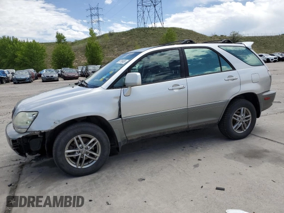 2002 Lexus RX 300 z VIN JTJHF10U220279770, wystawiony jako Copart lot #51710405 z przebiegiem 169 163 mil mil oraz Szkoda całkowita • Salvage title. Historia ofert i sprzedaży dostępna na DreamBid. Obrazek 1.