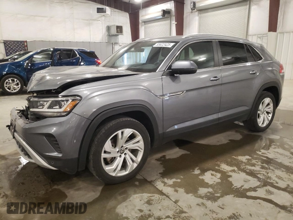 2021 Volkswagen Atlas SEL with VIN 1V2BE2CA1MC220695, listed as a Copart auction lot 55622425 with 48,636 mi miles and Salvage title. Bid and sale history available at DreamBid. Image 1.