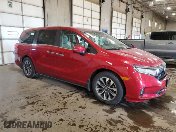 2023 Honda Odyssey EX-L with VIN 5FNRL6H6XPB025574, listed as a Copart auction lot 48046215 with 46,865 mi miles and Salvage Title. Bid and sale history available at carsss.com. Image 4.