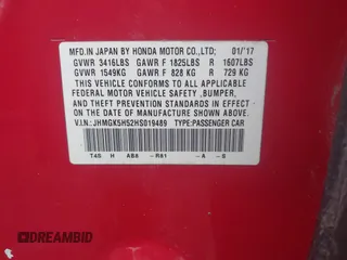 2017 Honda Fit LX with VIN JHMGK5H52HS019489, listed as a IAAI auction lot 42269808 with 148,751 mi miles and . Bid and sale history available at DreamBid. Image 9.