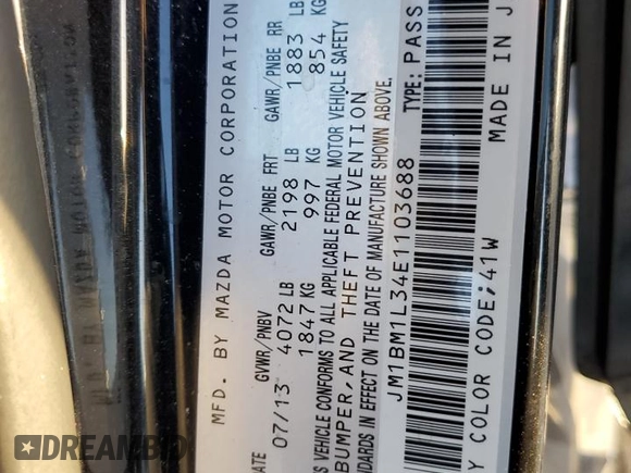 2014 Mazda 3 S Touring with VIN JM1BM1L34E1103688, listed as a Copart auction lot 79413874 with 48,667 mi miles and Salvage Title. Bid and sale history available at DreamBid. Image 15.