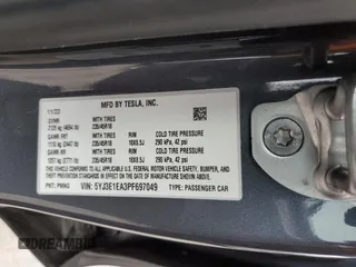 2023 Tesla Model 3 with VIN 5YJ3E1EA3PF697049, listed as a Copart auction lot 55601295 with 12,373 mi miles and Salvage Title. Bid and sale history available at DreamBid. Image 12.