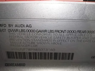2008 Audi A3 with VIN WAUNF78P98A073160, listed as a IAAI auction lot 41654096 with 164,032 mi miles. Bid and sale history available at carsss.com. Image 9.