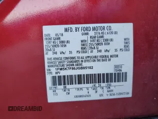 2018 Ford Explorer Limited with VIN 1FM5K7F86JGB85102, listed as a Copart auction lot 53801255 with 106,118 mi miles and Salvage Title. Bid and sale history available at carsss.com. Image 13.