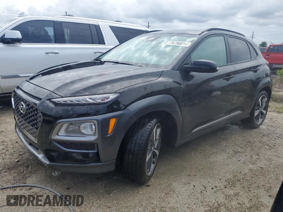 2021 Hyundai Kona Ultimate with VIN KM8K53A56MU668059, listed as a Copart auction lot 74790014 with 17,252 mi miles and Non Repairable. Bid and sale history available at carsss.com. Image 1.