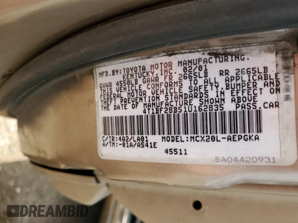 2001 Toyota Avalon XL w/Bucket Seats with VIN 4T1BF28B51U162835, listed as a Copart auction lot 49166615 with 305,832 mi miles and Salvage Title. Bid and sale history available at carsss.com. Image 14.