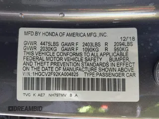 2019 Honda Accord Touring with VIN 1HGCV2F92KA004825, listed as a IAAI auction lot 41974555 with 74,464 mi miles and . Bid and sale history available at DreamBid. Image 9.