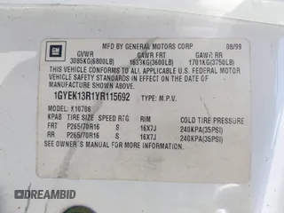 2000 Cadillac Escalade z VIN 1GYEK13R1YR115692, wystawiony jako IAAI lot #41300434 z przebiegiem 431 564 mil mil oraz . Historia ofert i sprzedaży dostępna na DreamBid. Obrazek 9.