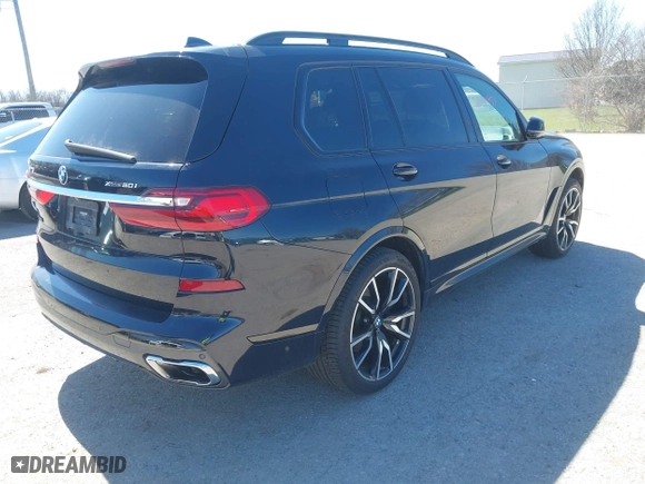 2019 BMW X7 xDrive50i with VIN 5UXCX4C52KLS36334, listed as a IAAI auction lot 42066957 with 43,003 mi miles. Bid and sale history available at carsss.com. Image 4.