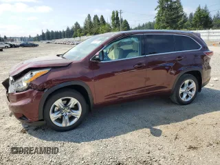 2016 Toyota Highlander Limited with VIN 5TDDKRFH0GS276974, listed as a Copart auction lot 65080865 with 25,134 mi miles and Salvage title. Bid and sale history available at DreamBid. Image 1.