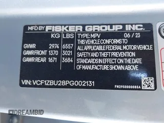 2023 Fisker Ocean One с VIN VCF1ZBU28PG002131, выставлен на аукционе IAAI как лот 42767500 с пробегом Не указан миль и . История ставок и продаж доступна на DreamBid. Изображение 9.