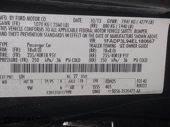 2014 Ford Focus ST with VIN 1FADP3L94EL180667, listed as a IAAI auction lot 41718746 with 141,574 mi miles and . Bid and sale history available at carsss.com. Image 9.