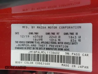 2020 Mazda Mazda3 Hatchback with VIN JM1BPALM5L1158602, listed as a Copart auction lot 49288685 with 32,445 mi miles and Salvage Title. Bid and sale history available at carsss.com. Image 14.