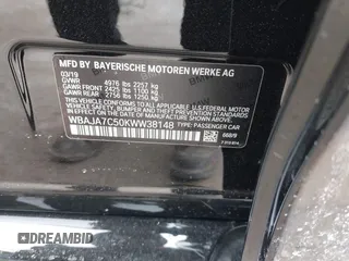 2019 BMW 5 Series 530i xDrive with VIN WBAJA7C50KWW38148, listed as a IAAI auction lot 41707858 with Not Provided miles and . Bid and sale history available at DreamBid. Image 9.