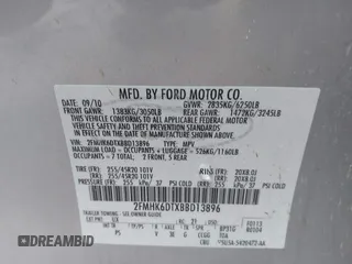 2011 Ford Flex Limited w/Ecoboost with VIN 2FMHK6DTXBBD13896, listed as a IAAI auction lot 41602037 with 152,123 mi miles. Bid and sale history available at carsss.com. Image 9.