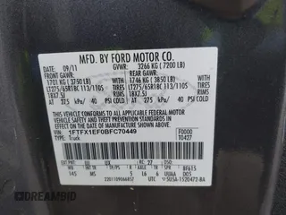 2011 Ford F-150 XL with VIN 1FTFX1EF0BFC70449, listed as a IAAI auction lot 41965403 with Not provided miles and . Bid and sale history available at DreamBid. Image 9.