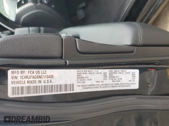 2022 Jeep Grand Cherokee WK Laredo E with VIN 1C4RJFAG6NC113430, listed as a Copart auction lot 72613264 with 31,909 mi miles and Salvage Title. Bid and sale history available at carsss.com. Image 13.