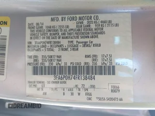 2015 Ford Fusion SE with VIN 3FA6P0H74FR138484, listed as a IAAI auction lot 42108827 with 134,622 mi miles and . Bid and sale history available at DreamBid. Image 9.