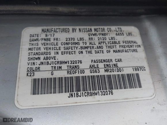 2017 Nissan Rogue Sport SL with VIN JN1BJ1CR9HW132076, listed as a IAAI auction lot 41902108 with 144,913 mi miles. Bid and sale history available at carsss.com. Image 9.