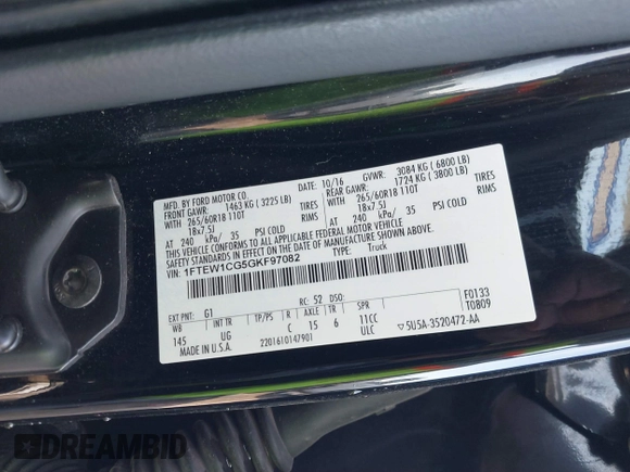 2016 Ford F-150 XL с VIN 1FTEW1CG5GKF97082, выставлен на аукционе IAAI как лот 41281551 с пробегом 167 670 миль миль и . История ставок и продаж доступна на DreamBid. Изображение 9.
