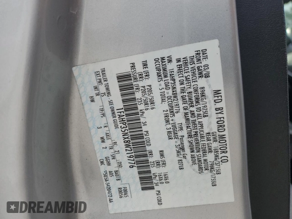 2008 Ford Focus SE with VIN 1FAHP35NX8W219776, listed as a Copart auction lot 47208955 with 150,598 mi miles and Salvage Title. Bid and sale history available at DreamBid. Image 14.