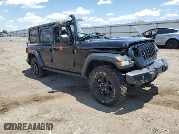 2022 Jeep Wrangler Unlimited Sport S with VIN 1C4HJXDG6NW141367, listed as a Copart auction lot 61546295 with Not provided miles and Salvage title. Bid and sale history available at DreamBid. Image 4.
