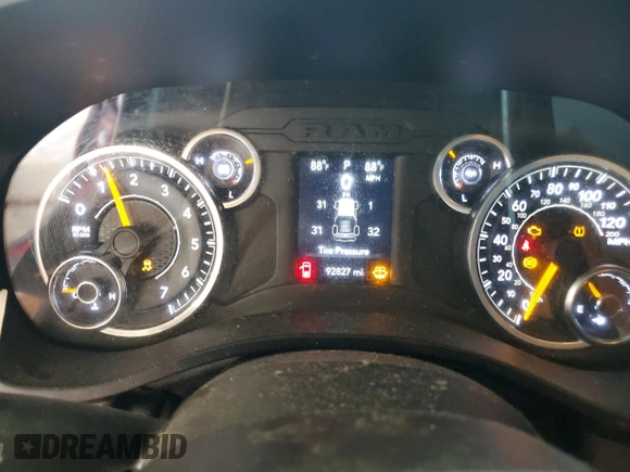2019 Ram 1500 Big Horn with VIN 1C6SRFBT9KN915709, listed as a Copart auction lot 54867195 with 92,827 mi miles and Salvage title. Bid and sale history available at DreamBid. Image 9.