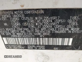 2010 Toyota RAV4 Limited с VIN JTMYK4DV1A5026573, выставлен на аукционе IAAI как лот 41296523 с пробегом 200 265 миль миль и . История ставок и продаж доступна на DreamBid. Изображение 9.