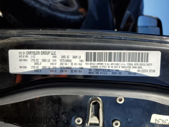 2012 Ram 1500 Sport with VIN 1C6RD7MT9CS196111, listed as a Copart auction lot 42852805 with 0 mi miles and Salvage Title. Bid and sale history available at carsss.com. Image 14.