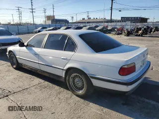1997 BMW 7 Series 740il with VIN WBAGJ8328VDL40601, listed as a Copart auction lot 88363645 with 0 mi miles and Salvage Title. Bid and sale history available at carsss.com. Image 2.