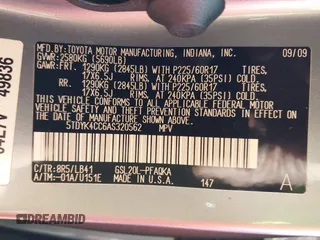 2010 Toyota Sienna XLE with VIN 5TDYK4CC6AS320562, listed as a IAAI auction lot 41005929 with 105,082 mi miles and . Bid and sale history available at DreamBid. Image 9.