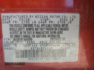 2018 Nissan Versa Sedan SV with VIN 3N1CN7AP7JK442869, listed as a Copart auction lot 47248545 with 145,686 mi miles and Salvage Title. Bid and sale history available at carsss.com. Image 14.