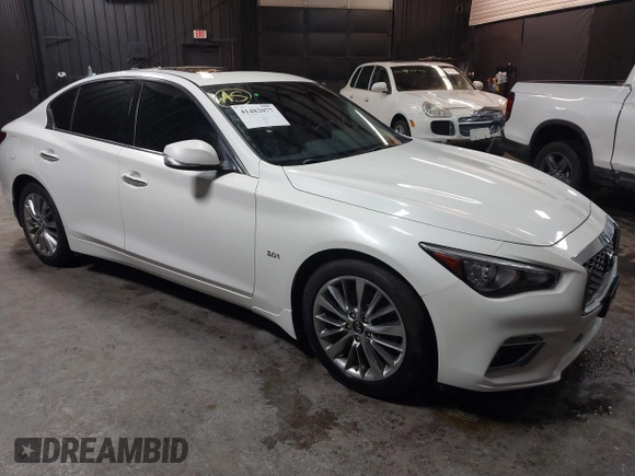 2020 Infiniti Q50 Luxe with VIN JN1EV7AR4LM251732, listed as a IAAI auction lot 41482077 with 12,799 mi miles and . Bid and sale history available at DreamBid. Image 1.