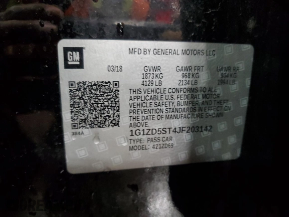 2018 Chevrolet Malibu LT z VIN 1G1ZD5ST4JF203142, wystawiony jako Copart lot #58186125 z przebiegiem 107 057 mil mil oraz Szkoda całkowita • Salvage title. Historia ofert i sprzedaży dostępna na DreamBid. Obrazek 12.