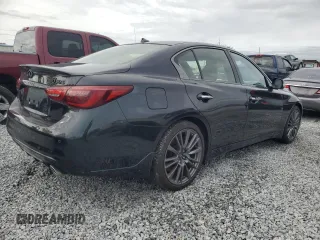 2023 Infiniti Q50 Red Sport 400 with VIN JN1FV7DP8PM570247, listed as a Copart auction lot 81809854 with 6,241 mi miles and Salvage Title. Bid and sale history available at DreamBid. Image 3.