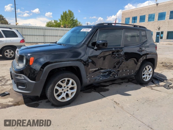 2017 Jeep Renegade Latitude z VIN ZACCJBBB4HPF38906, wystawiony jako Copart lot #56379205 z przebiegiem 65 908 mil mil oraz Szkoda całkowita • Salvage title. Historia ofert i sprzedaży dostępna na DreamBid. Obrazek 1.