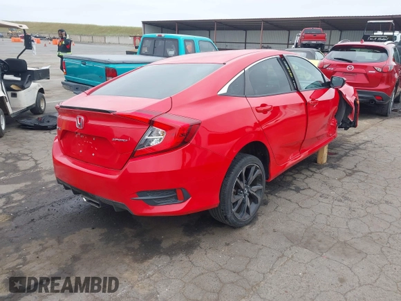 2019 Honda Civic Sport with VIN 2HGFC2F80KH538093, listed as a IAAI auction lot 42093863 with 63,349 mi miles and . Bid and sale history available at DreamBid. Image 4.