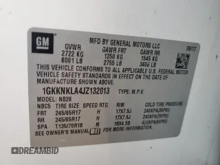 2018 GMC Acadia SLE z VIN 1GKKNKLA4JZ132013, wystawiony jako Copart lot #87359674 z przebiegiem 260 943 mil mil oraz Szkoda całkowita • Salvage title. Historia ofert i sprzedaży dostępna na DreamBid. Obrazek 15.