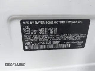 2018 BMW 5 Series 540i with VIN WBAJE5C56JG918691, listed as a IAAI auction lot 41608360 with 46,799 mi miles and . Bid and sale history available at carsss.com. Image 9.