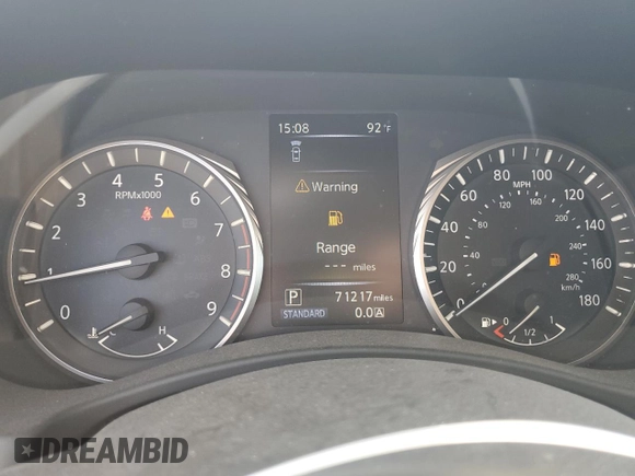 2019 Infiniti Q50 Luxe with VIN JN1EV7AP7KM516284, listed as a Copart auction lot 61647345 with 71,217 mi miles and Salvage title. Bid and sale history available at DreamBid. Image 9.